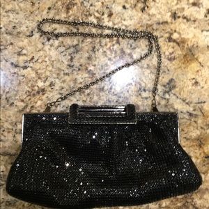 Small black glittering evening bag